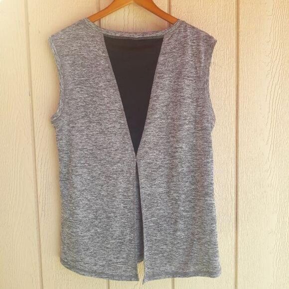 Retro 80's Sleeveless Muscle Shirt Gray Black Netted Breathable Mesh RBX Size L - Picture 2 of 8